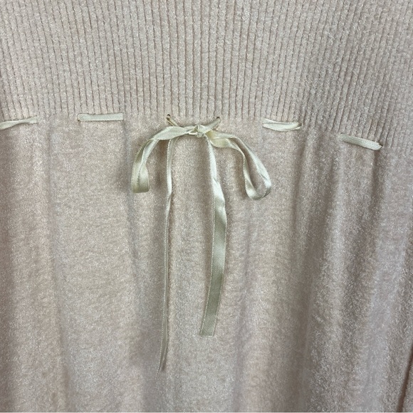 MODA INTL Y2K Babydoll Soft Chenille Scoop Neck Sweater Top Cream M Coquette - Picture 6 of 9